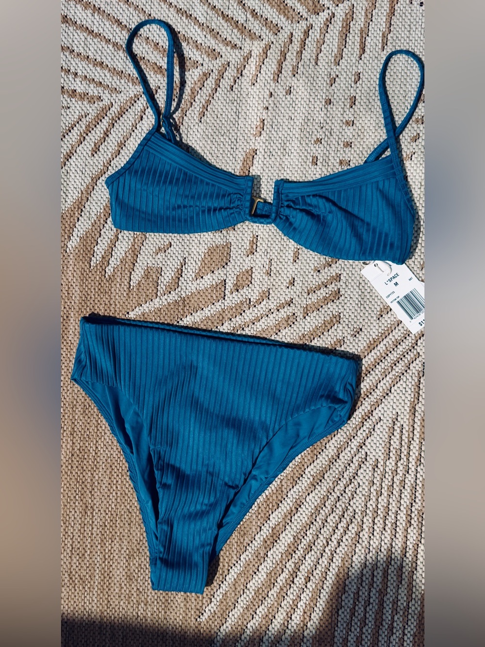 l*space Teal Ribbed Two-Piece Bikini Set